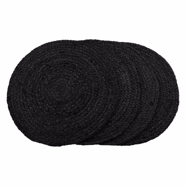 Nest of Nora Set van 4 Ronde Placemats - Jute Gevlochten - Donkergrijs - Ø38 cm