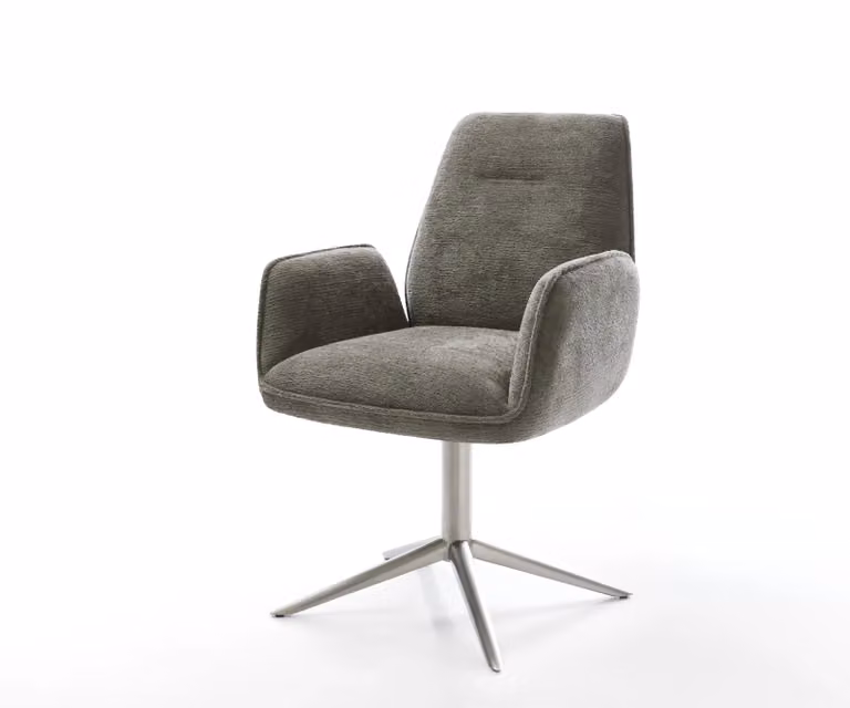 DELIFE Zoa-Flex Draaistoel met Bouclé Bekleding, 360° Draaibaar en Rocker-functie, Grijs/Bruin/Zilver