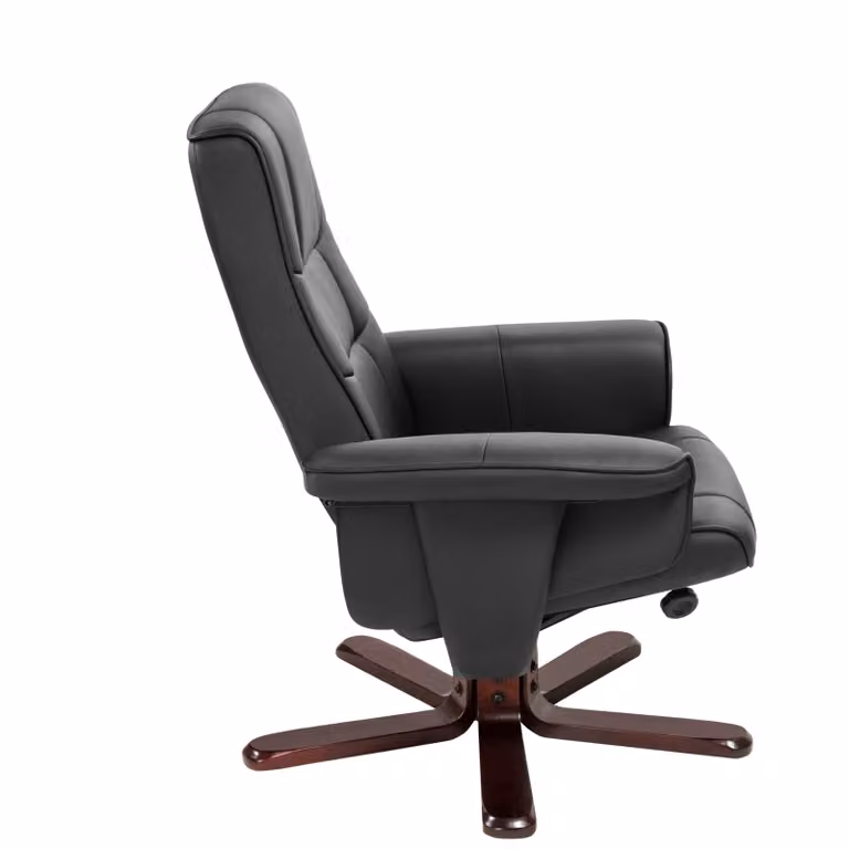 TecTake TV-fauteuil met krukje model I - zwart/bruin
