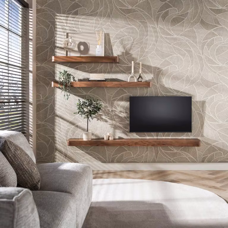 WoonStijl Wandplank Carve 200 cm Acacia Bruin