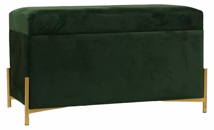 Dripio Houten Kist met Fluwelen Bekleding en Gouden Poten, Fluweelgroen, B/D/H: 81 x 55 x 40 cm