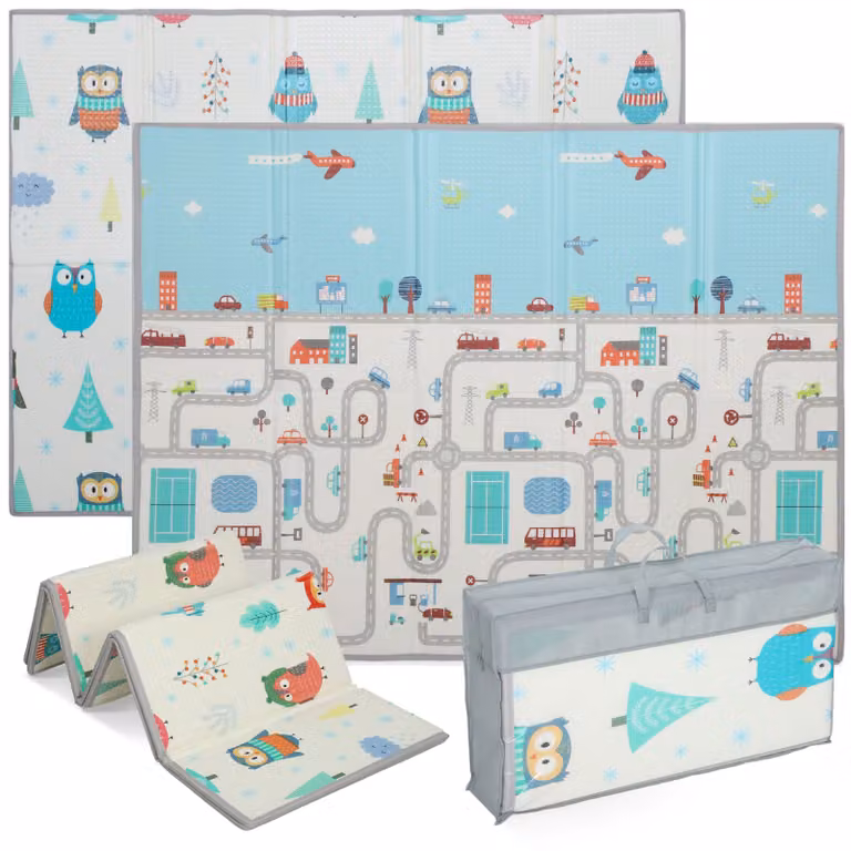 AIYAPLAY Baby Speelmat met Dierenmotief, Antislip Schuim, Waterafstotend en Opvouwbaar, B/D: 195 x 146,5 cm