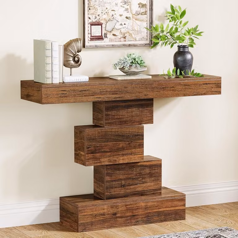 TRIBESIGNS Consoletafel Dressoirtafel Industrieel Rustiek Bruin Hout/Metaal B/D/H: 108 x 30 x 80 cm