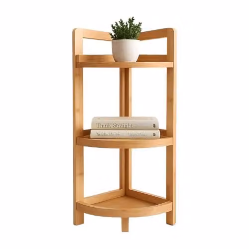 Relaxdays Hoekrek van Bamboe, Bruin, H 77 x B 23 x D 23 cm