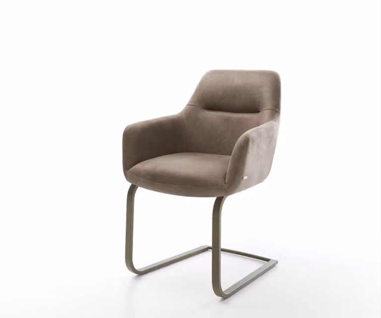 DELIFE Pejo-Flex Sledemodel Stoel met Microvelours Bekleding in Beige en Titanium Pocketveer Kern