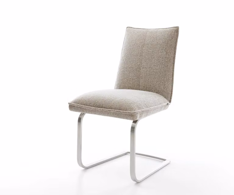 DELIFE Lelio-Flex Sledemodel Stoel met Geweven Stof in Beige en Roestvrij Staal