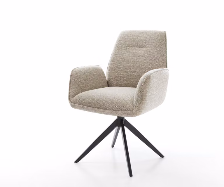 DELIFE Draaistoel Zoa-Flex beige geweven stof met zwart kruisframe