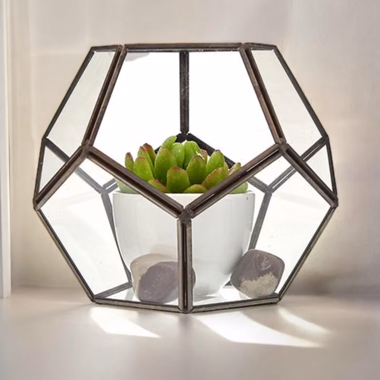 Ancient Wisdom hangend achthoekig glazen terrarium voor volwassenen