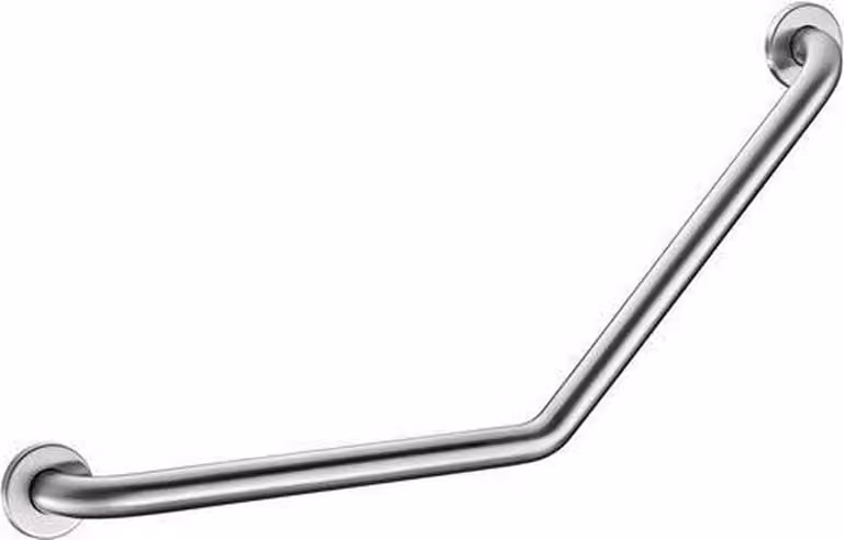 Delabie Winkelgreep 135 graden Ø32, 400 x 400 mm, 2 bevestigingspunten, geborsteld roestvrij staal