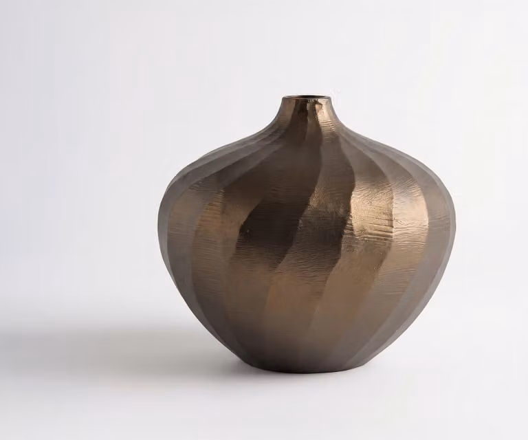 DELIFE Vaas Torvia Handgemaakt Aluminium Aurum Satin B: 20 cm, D: 20 cm, H: 19 cm