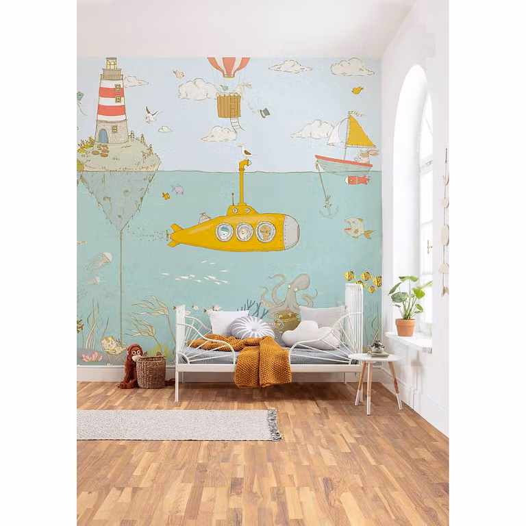 home24 Fotobehang Sealife Abstract Modern Multicolour Blauw Breedte: 300 cm, Hoogte: 280 cm