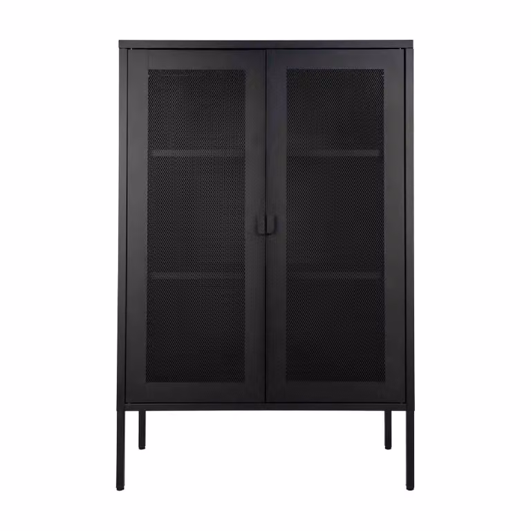 Nest of Nora Opbergkast met 2 gaasdeuren - Zwart - B/D/H: 80 x 40 x 120 cm