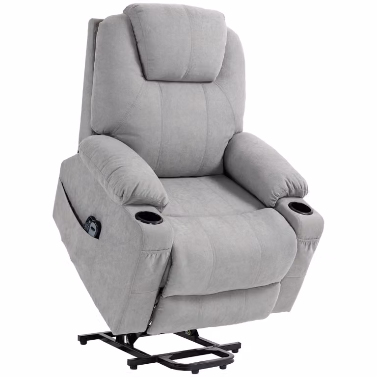 HOMCOM Elektrische massagestoel met opstahulp en lendenverwarming, lichtgrijs, B/D/H: 90 x 101 x 107 cm