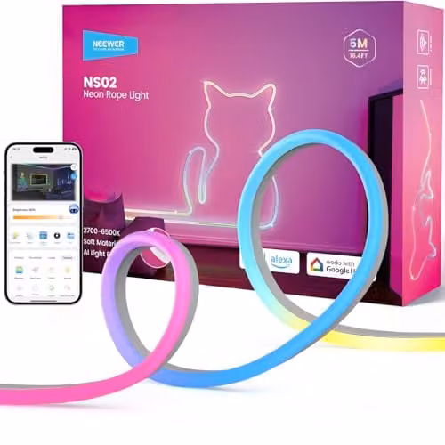 Neewer NS02 Smart AI RGB LED-strip, 5 meter, flexibel en op maat te maken