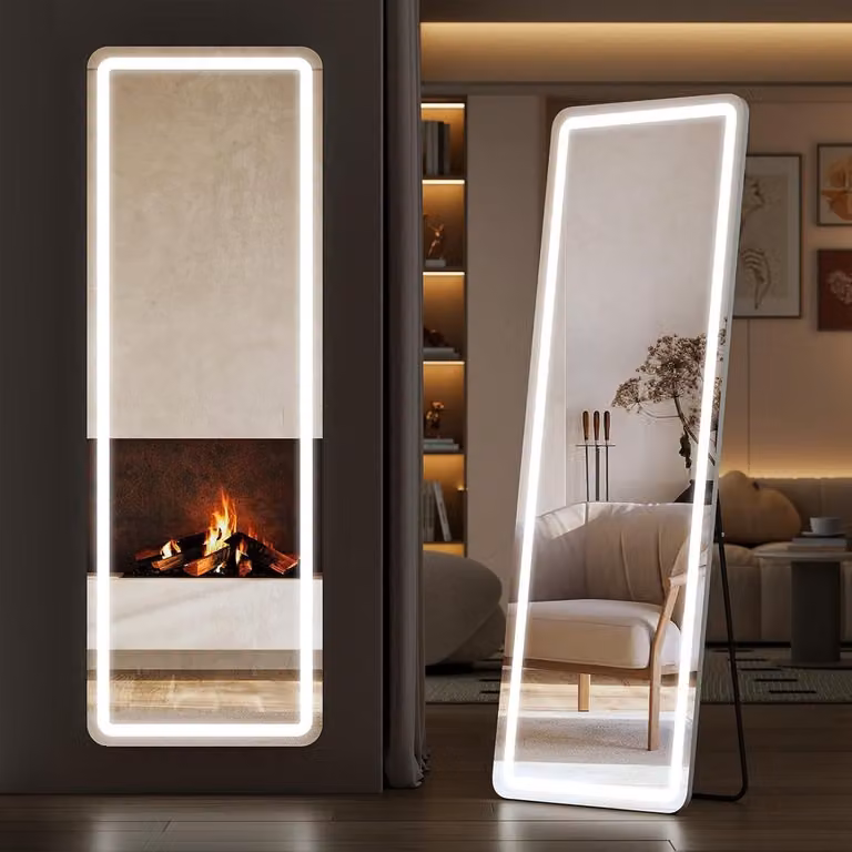 Staande spiegel met LED en instelbare kleur - Wit - 165 x 53 cm