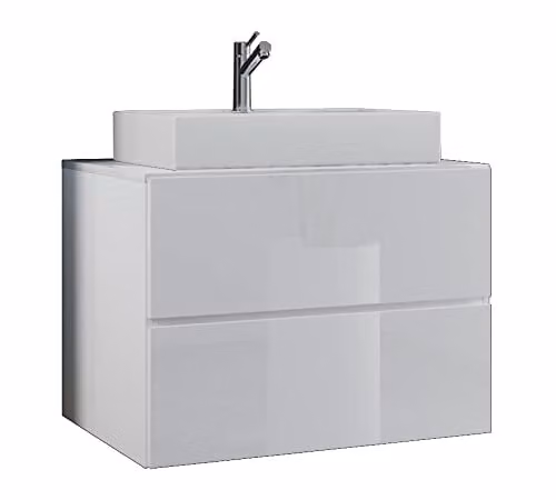 VCM Lendas Badmeubel Set met Wastafel en Onderkast, Wit/Eiken, Breedte: 80 cm