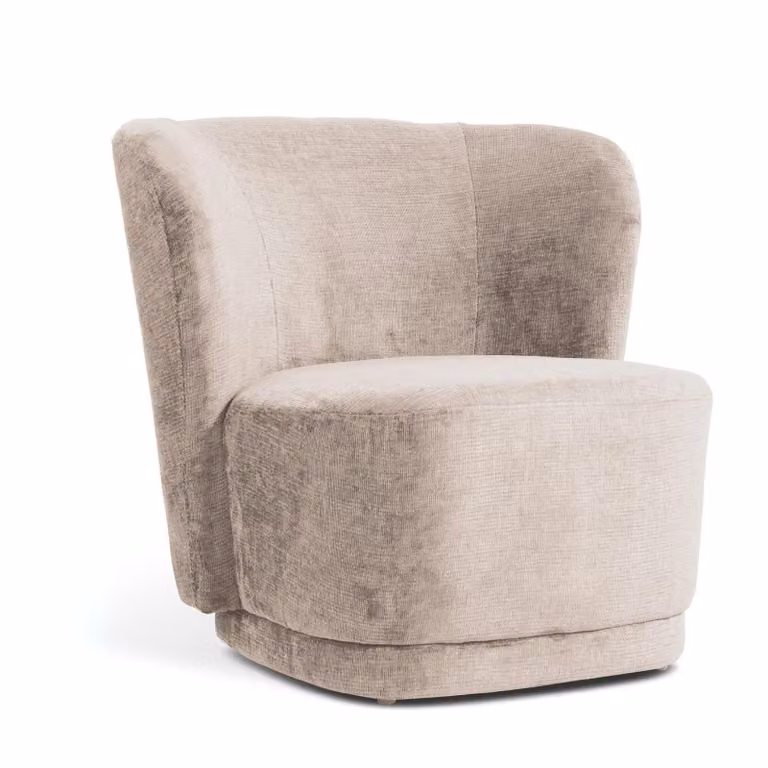 Nest of Nora Kjell Retro Lounge Fauteuil - Beige - Stof