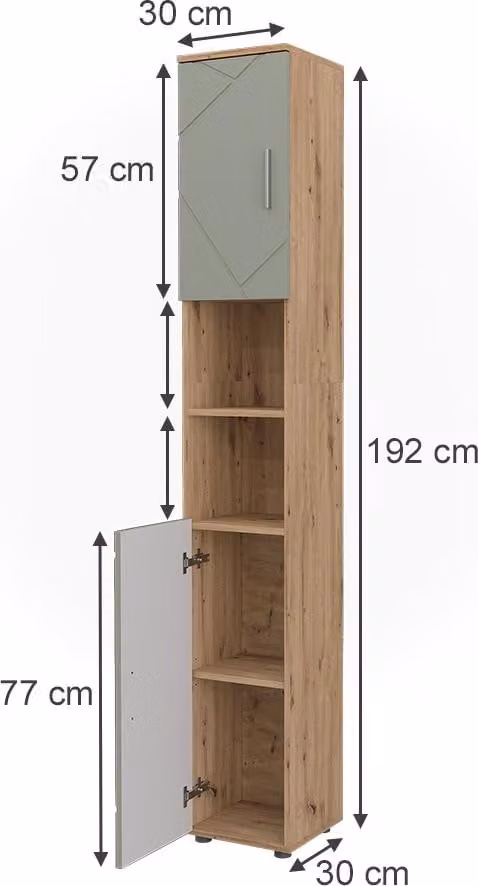 Vicco Irma Badkamerkast Saliegroen, Hoogte: 192 cm