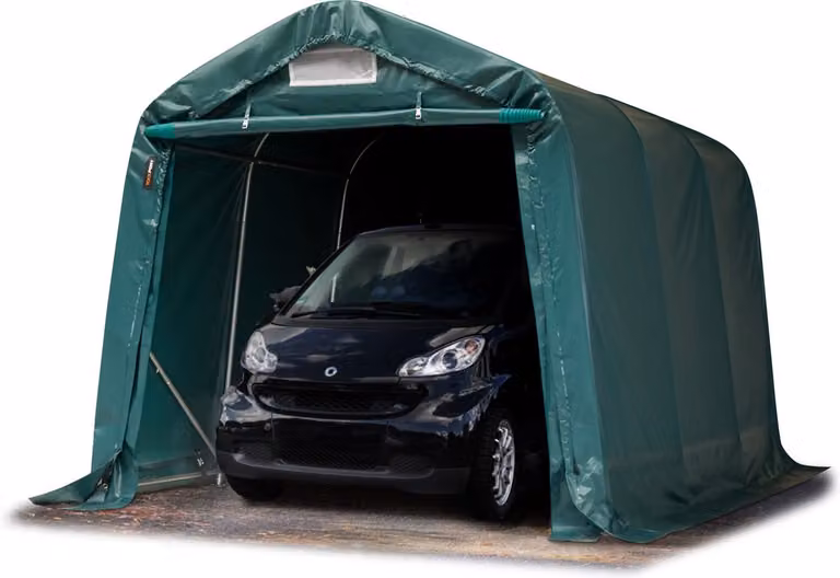 Donkergroene Garagetent Carport van PVC 800 N-zeil met afmetingen 2,4 x 3,6 m