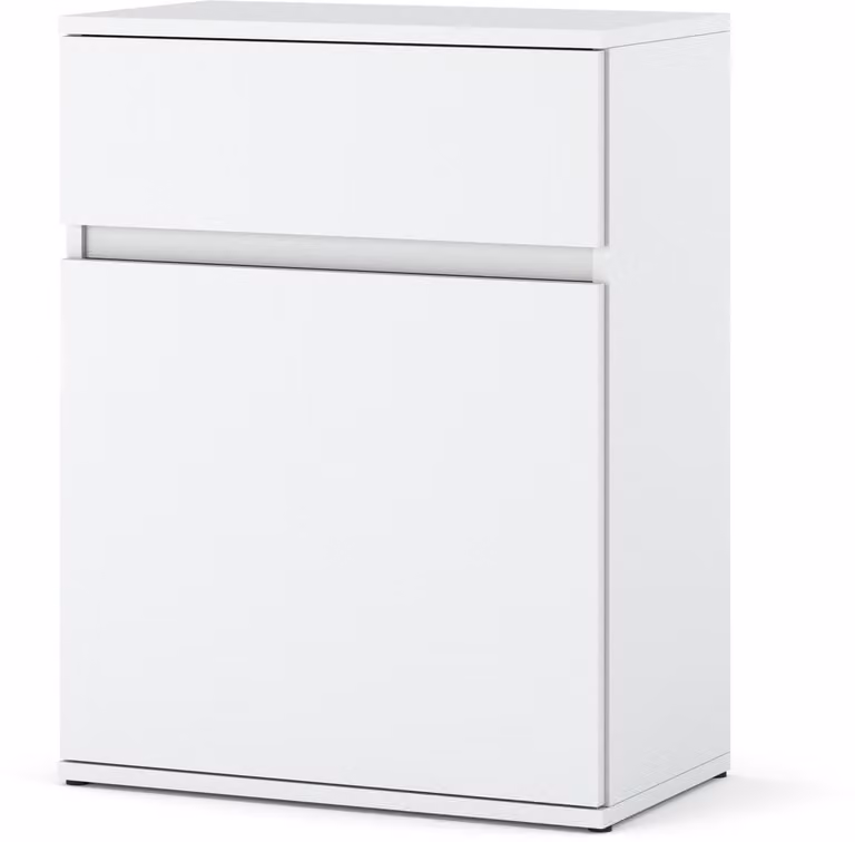 Moderne witte ladekast met wasgoedcompartiment voor de woonkamer of slaapkamer, Breedte: 60 cm