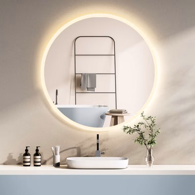 PonteSino Ronde LED Badkamerspiegel met Anti-condens en Traploos Instelbare Kleurtemperatuur IP44