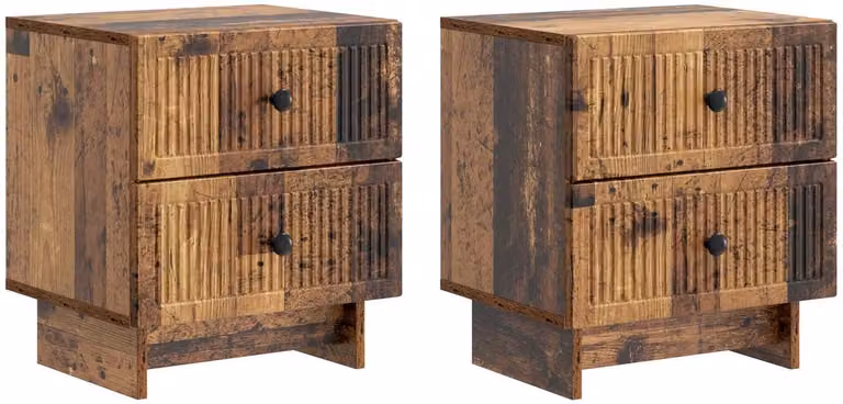 vidaXL Nachtkastjes 2 stuks Vintage Oud Hout B: 43 cm, D: 34,5 cm, H: 47,5 cm