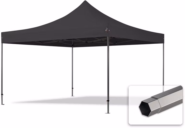 Easy Up Partytent Vouwpaviljoen Premium Staal 40mm Zwart 4x4 m