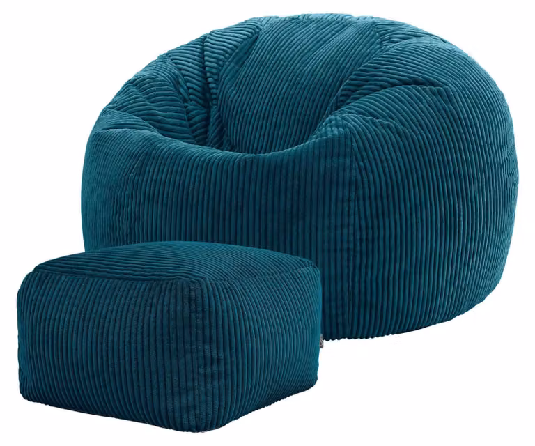 Icon Kingston Zitzak en hocker met vulling blauwgroen