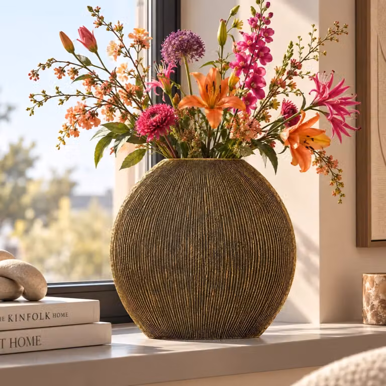 Light en Living Deco Vaas BUBIO Antiek Brons H 50 x B 50 x D 15 cm