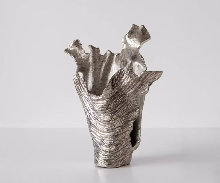 DELIFE Vaas Corallo Handgemaakt Aluminium Platina B: 18 cm, H: 48 cm