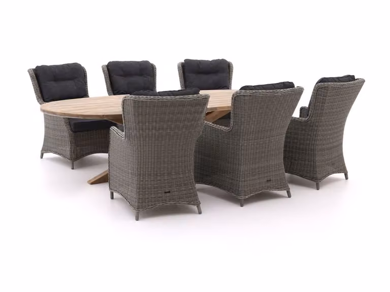 Intenso Furniture Tuinset Milano voor 6 personen, Teak, Bruin/Grijs, B: 280 cm, D: 130 cm