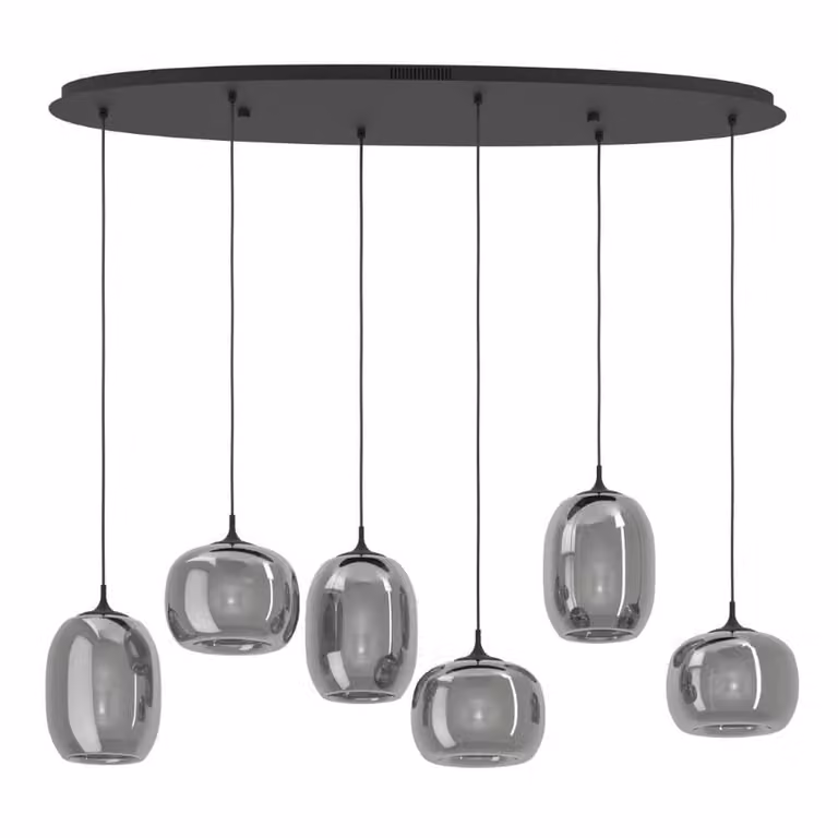 Stars of Light Larva LED-hanglamp in zwart met rookglas, H 150 x B 33 x D 6 cm