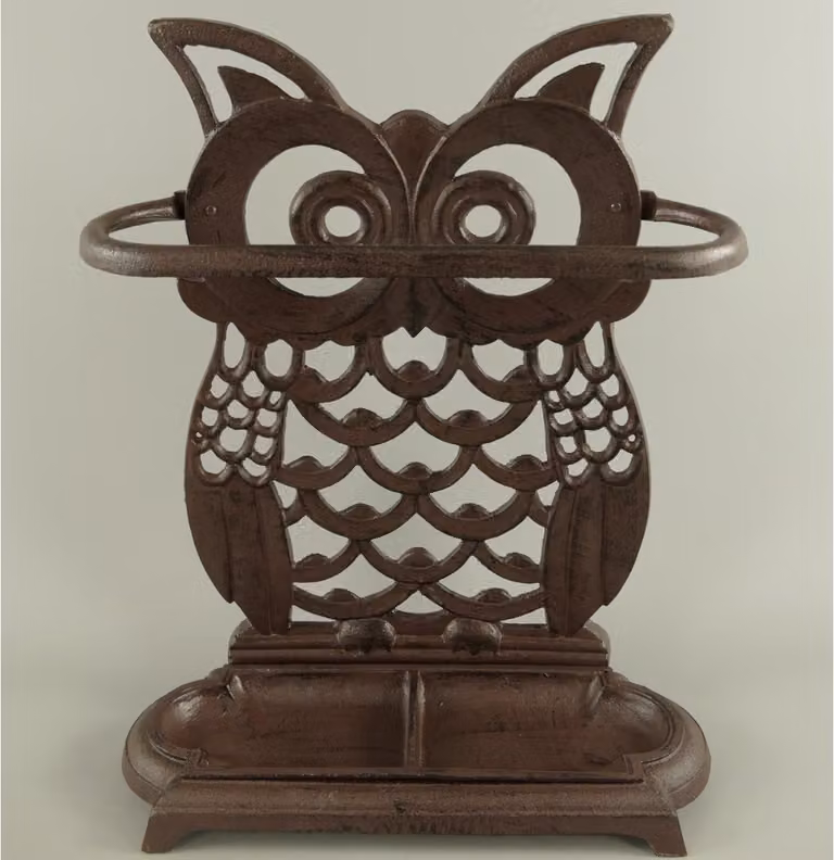 MadDeco Paraplubak Uil - Gietijzer - Bruin