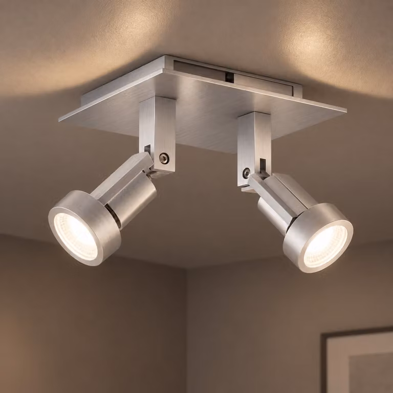 Artdelight Tech II Dubbele opbouwspot grijs aluminium vierkant