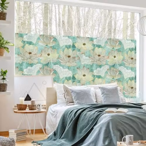 Ambiance Sticker Zelfklevende raamfolie Lotusbloemen Goud Effect XL H: 40 cm, L: 200 cm