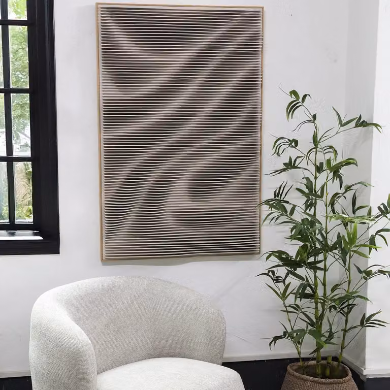 Wandpaneel Aleishia Crème Beige Abstract Wavy Rechthoekig