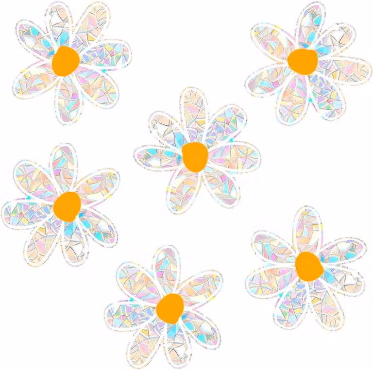 Set van 6 kleurrijke bloem raamstickers met statische hechting voor decoratie