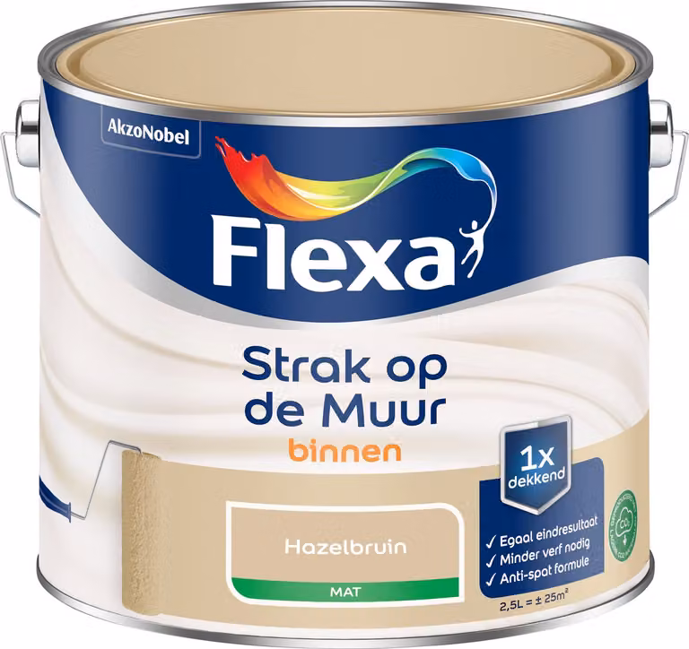 Flexa Strak Op De Muur Binnen Mat - Hazelbruin - 2,5 l