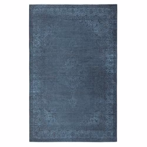 TESSO LIVING Kelim Tapijt Marine Blauw 195 x 280 cm - Laagpolig Vintage Vloerkleed van Gerecycled Katoen en Polyester met Franjes