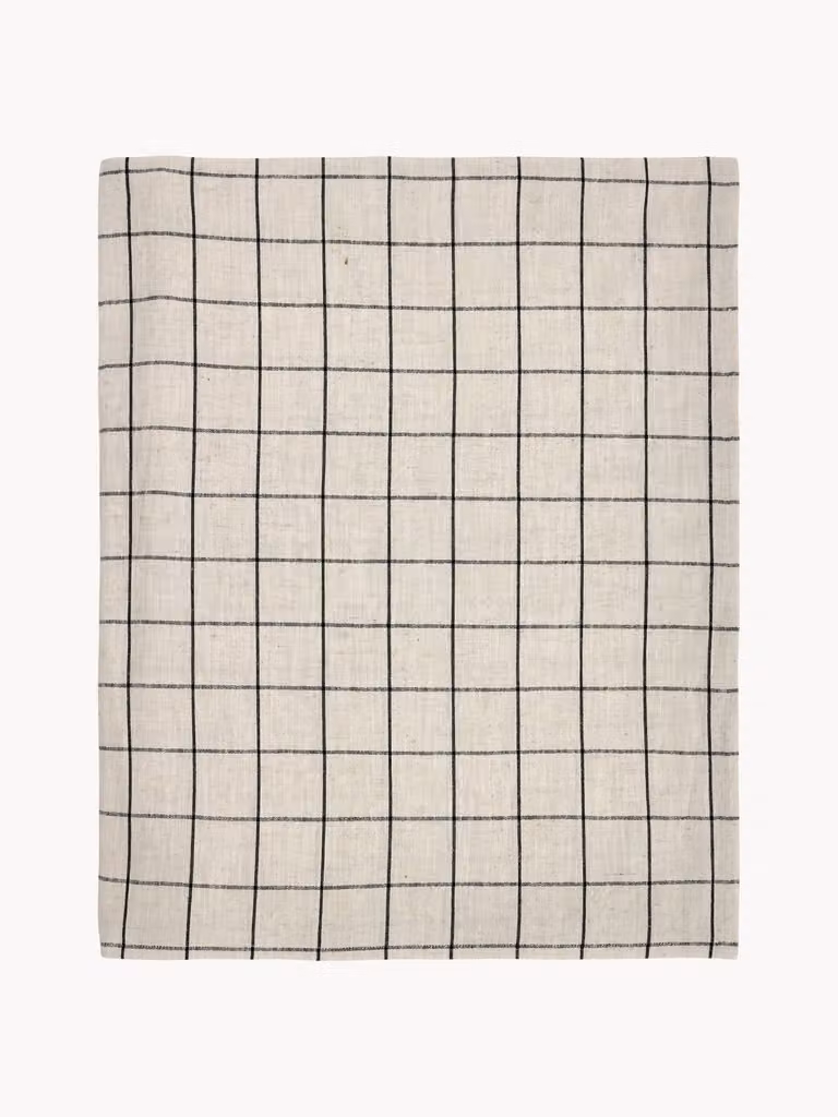 House Doctor Join geruit tafelkleed zwart-wit-beige B/D/H: 150 x 260 cm