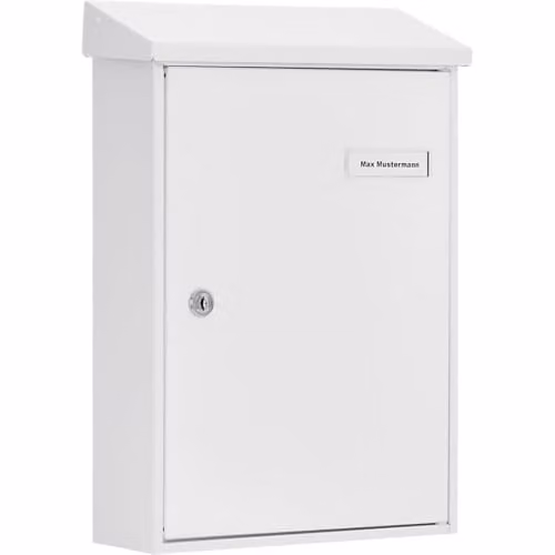 Burg-Wächter brievenbus voor wandmontage, modern, wit en zilver, staal