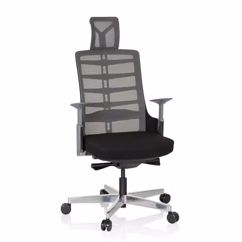 hjh OFFICE SKARIF Professionele ergonomische bureaustoel zwart/grijs met flexibele rugleuning en zwart frame