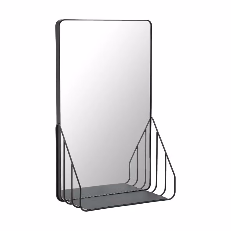 Scandi Living Nod wandspiegel met plank, zwart, 30 x 50 cm