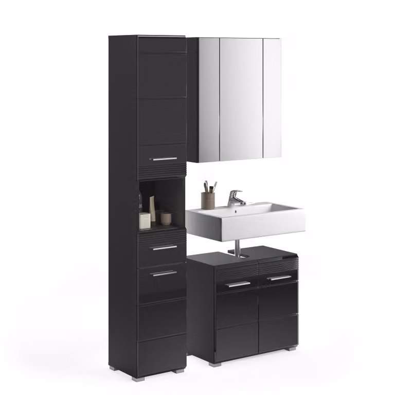 Linus badkamer L2 zwart hoogglans