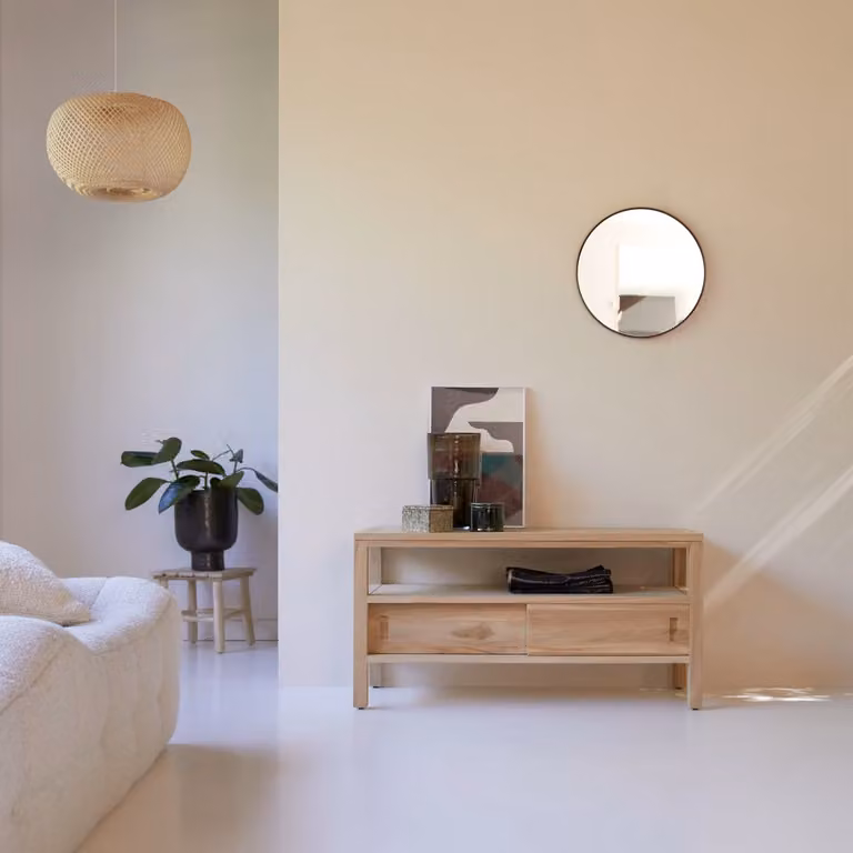 Tikamoon Tv-meubel van massief teakhout - Bruin - B: 100 cm, D: 40 cm, H: 50 cm