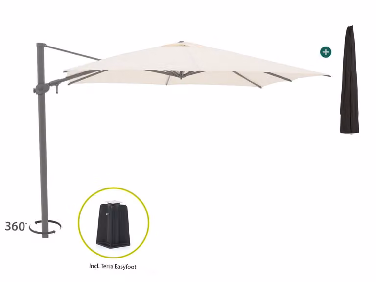 Shadowline Austin Parasol - Wit - Aluminium - Vierkant - 300 x 300 cm