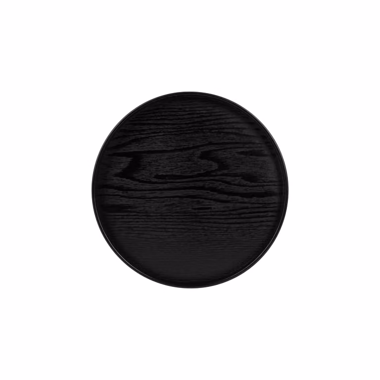 QUVIO Houten dienblad rond - Zwart - Diameter: 24 cm