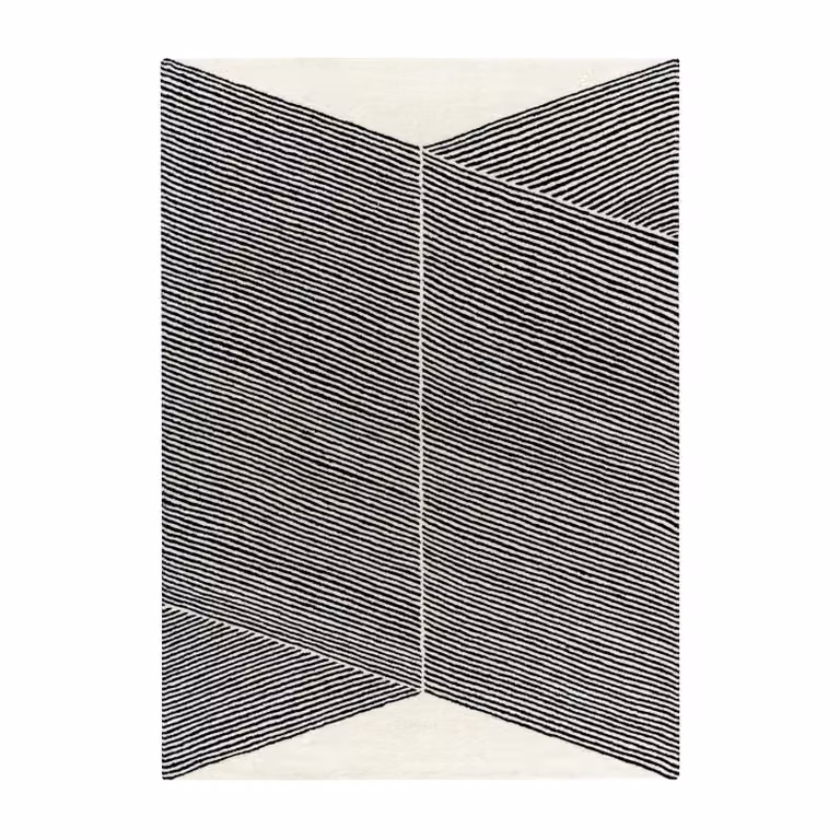 NJRD Rectangles wollen vloerkleed naturel wit 170 x 240 cm