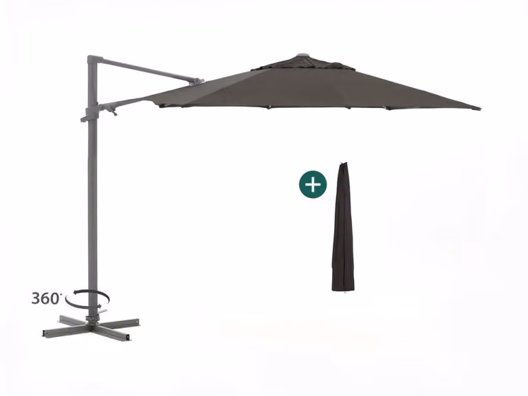 Shadowline Francisco Parasol - Modern Cantilever - Aluminium - Rond - 330 cm - Grijs/Zwart