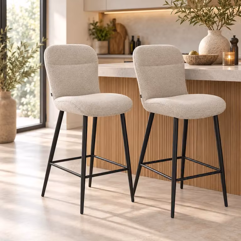 WoonMax Barstoel Argentina Sneak - Beige - Modern met Metalen Frame